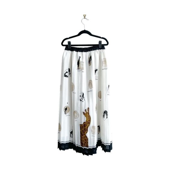 Yick Fung Fashion Collection Pleated Skirt Safari Midi Lined Elastic Waistband - Picture 2 of 8